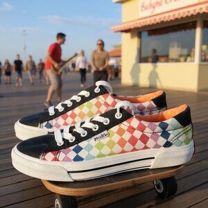 Mudd Poppy Skate Shoes Low   Checked Diamond Colorful Sneakers Size 8.5 US